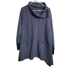 NAVABI KOLLEKTION Top Women 22 Navy  TUNIC Text Harmony Oversized Cowl Neck